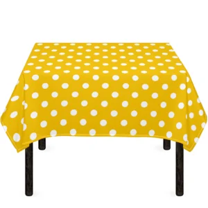 Yellow And White Polka Dot Pattern Print Tablecloth Kitchen Decor Home Decor