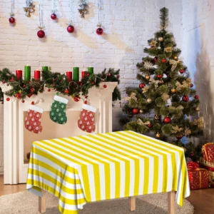Yellow And White Striped Pattern Print Tablecloth Kitchen Decor Home Decor