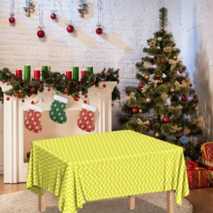 Yellow And White Zigzag Pattern Print Tablecloth Kitchen Decor Home Decor