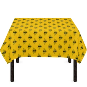 Yellow Bee Pattern Print Tablecloth Kitchen Decor Home Decor