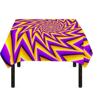 Yellow Big Bang Moving Optical Illusion Tablecloth Kitchen Decor Home Decor