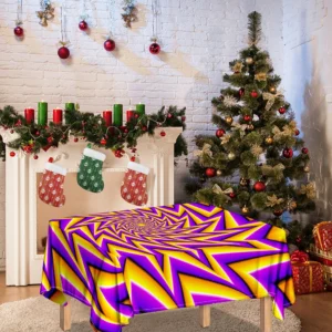 Yellow Big Bang Moving Optical Illusion Tablecloth Kitchen Decor Home Decor