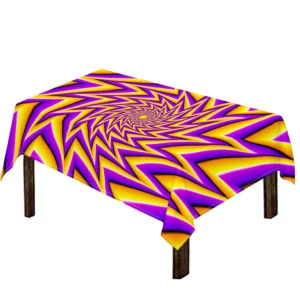 Yellow Big Bang Moving Optical Illusion Tablecloth Kitchen Decor Home Decor