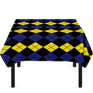 Yellow Black And Blue Argyle Print Tablecloth Kitchen Decor Home Decor