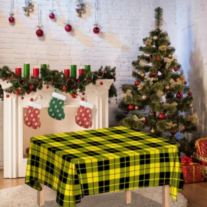 Yellow Black And Blue Tartan Print Tablecloth Kitchen Decor Home Decor