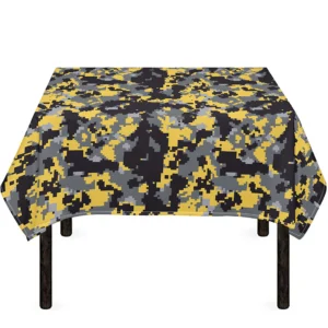 Yellow Black And Grey Digital Camo Print Tablecloth Kitchen Decor Home Decor