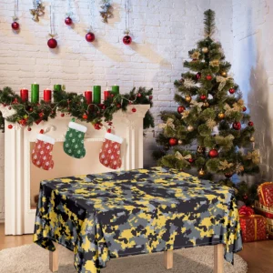 Yellow Black And Grey Digital Camo Print Tablecloth Kitchen Decor Home Decor