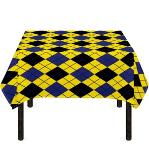 Yellow Blue And Black Argyle Print Tablecloth Kitchen Decor Home Decor