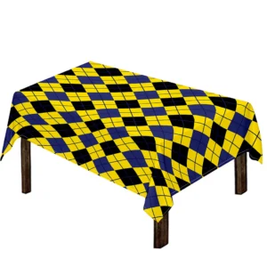 Yellow Blue And Black Argyle Print Tablecloth Kitchen Decor Home Decor