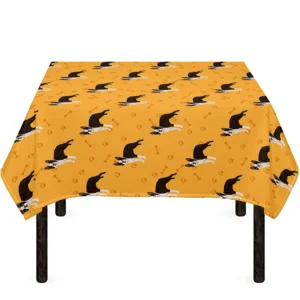 Yellow Boston Terrier Pattern Print Tablecloth Kitchen Decor Home Decor