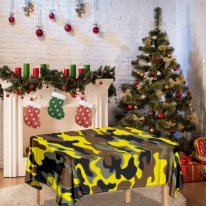 Yellow Brown And Black Camouflage Print Tablecloth Kitchen Decor Home Decor
