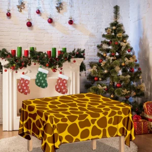 Yellow Brown Giraffe Pattern Print Tablecloth Kitchen Decor Home Decor