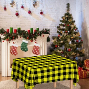 Yellow Buffalo Plaid Print Tablecloth Kitchen Decor Home Decor