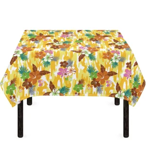 Yellow Camo And Hibiscus Flower Print Tablecloth Kitchen Decor Home Decor