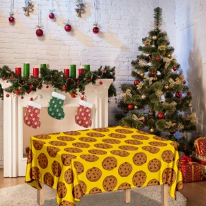 Yellow Cookie Pattern Print Tablecloth Kitchen Decor Home Decor