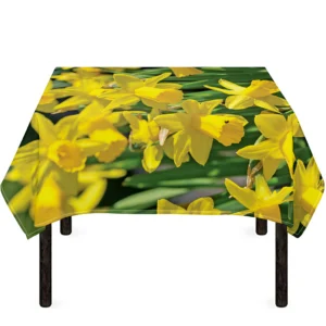 Yellow Daffodil Flower Print Tablecloth Kitchen Decor Home Decor