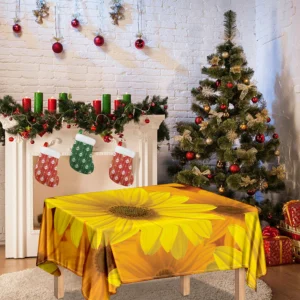 Yellow Daisy Flower Print Tablecloth Kitchen Decor Home Decor