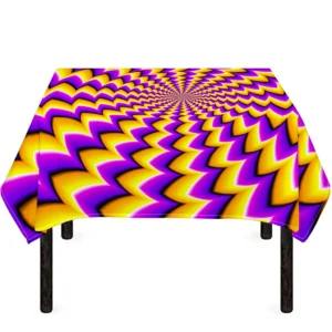 Yellow Dizzy Moving Optical Illusion Tablecloth Kitchen Decor Home Decor