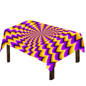 Yellow Dizzy Moving Optical Illusion Tablecloth Kitchen Decor Home Decor