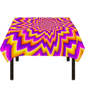 Yellow Expansion Moving Optical Illusion Tablecloth Kitchen Decor Home Decor