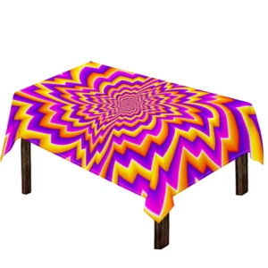 Yellow Expansion Moving Optical Illusion Tablecloth Kitchen Decor Home Decor