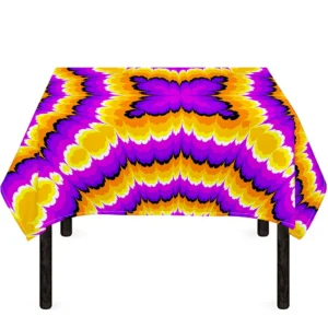 Yellow Explosion Moving Optical Illusion Tablecloth Kitchen Decor Home Decor