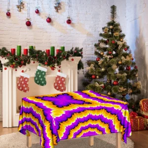 Yellow Explosion Moving Optical Illusion Tablecloth Kitchen Decor Home Decor