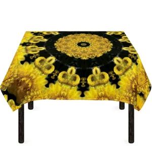 Yellow Flower Kaleidoscope Print Tablecloth Kitchen Decor Home Decor