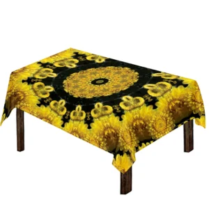 Yellow Flower Kaleidoscope Print Tablecloth Kitchen Decor Home Decor