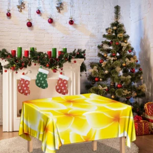 Yellow Frangipani Pattern Print Tablecloth Kitchen Decor Home Decor