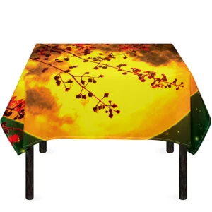 Yellow Full Moon Print Tablecloth Kitchen Decor Home Decor