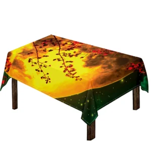 Yellow Full Moon Print Tablecloth Kitchen Decor Home Decor