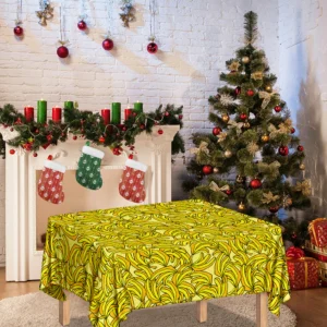 Yellow Geometric Banana Pattern Print Tablecloth Kitchen Decor Home Decor