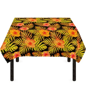 Yellow Hawaiian Tropical Pattern Print Tablecloth Kitchen Decor Home Decor