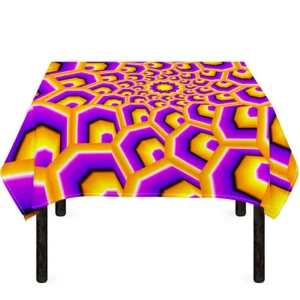 Yellow Hive Moving Optical Illusion Tablecloth Kitchen Decor Home Decor