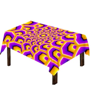 Yellow Hive Moving Optical Illusion Tablecloth Kitchen Decor Home Decor