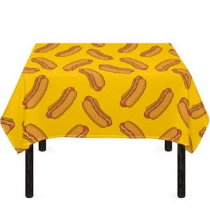 Yellow Hot Dog Pattern Print Tablecloth Kitchen Decor Home Decor