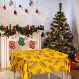Yellow Hot Dog Pattern Print Tablecloth Kitchen Decor Home Decor
