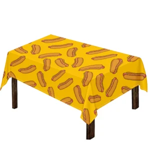 Yellow Hot Dog Pattern Print Tablecloth Kitchen Decor Home Decor