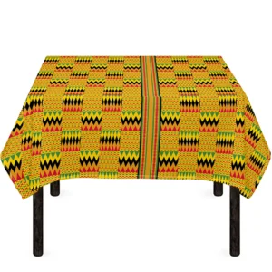 Yellow Kente Pattern Print Tablecloth Kitchen Decor Home Decor