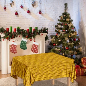 Yellow Knitted Pattern Print Tablecloth Kitchen Decor Home Decor