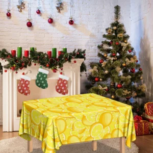 Yellow Lemon Pattern Print Tablecloth Kitchen Decor Home Decor