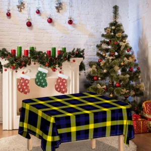 Yellow Navy And Black Plaid Print Tablecloth Kitchen Decor Home Decor