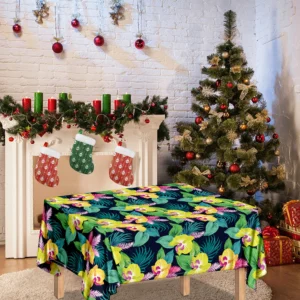 Yellow Orchid Pattern Print Tablecloth Kitchen Decor Home Decor