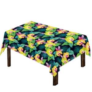 Yellow Orchid Pattern Print Tablecloth Kitchen Decor Home Decor