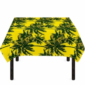 Yellow Palm Tree Pattern Print Tablecloth Kitchen Decor Home Decor
