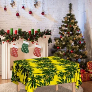 Yellow Palm Tree Pattern Print Tablecloth Kitchen Decor Home Decor