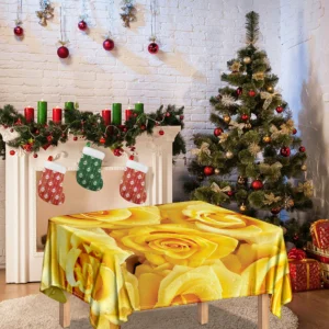 Yellow Rose Print Tablecloth Kitchen Decor Home Decor