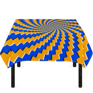 Yellow Spiral Moving Optical Illusion Tablecloth Kitchen Decor Home Decor