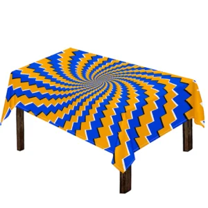 Yellow Spiral Moving Optical Illusion Tablecloth Kitchen Decor Home Decor